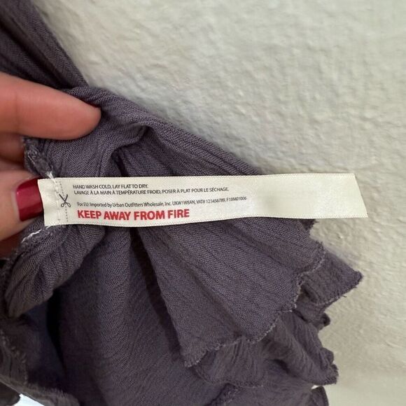 Free People L112316 Womens Dark Grey Adella Frilled Chemise Dress Size Medium - Picture 9 of 11